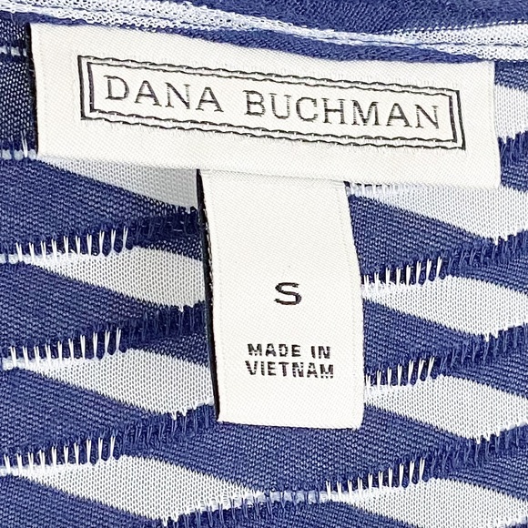Dana Buchman Blouse Navy Blue White Design S - Picture 8 of 8